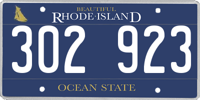 RI license plate 302923