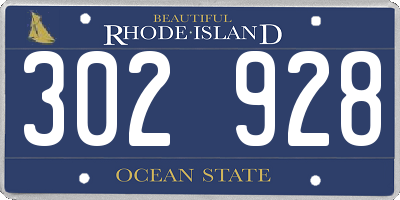 RI license plate 302928