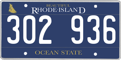 RI license plate 302936
