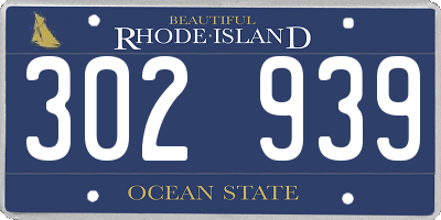 RI license plate 302939
