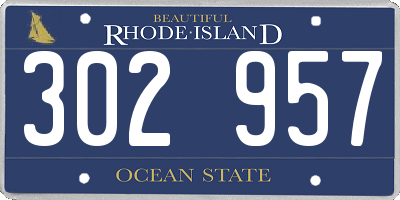 RI license plate 302957