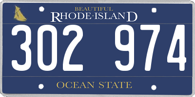 RI license plate 302974