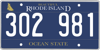 RI license plate 302981