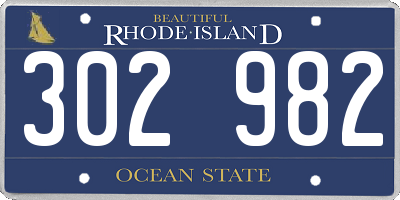 RI license plate 302982