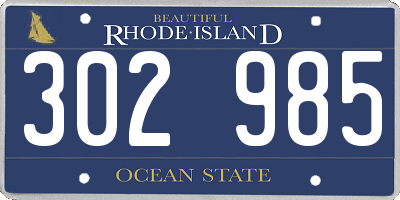 RI license plate 302985