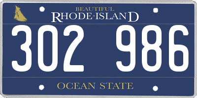 RI license plate 302986