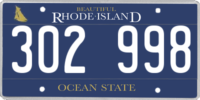 RI license plate 302998