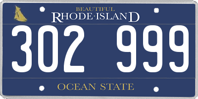 RI license plate 302999