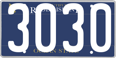 RI license plate 3030