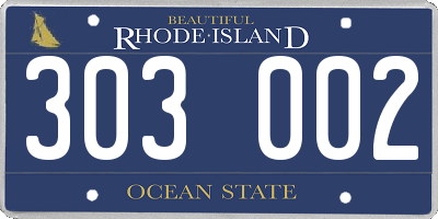 RI license plate 303002