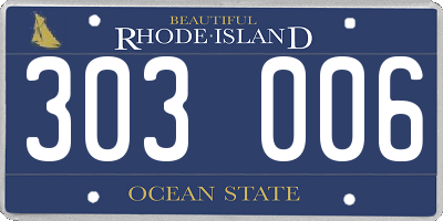 RI license plate 303006