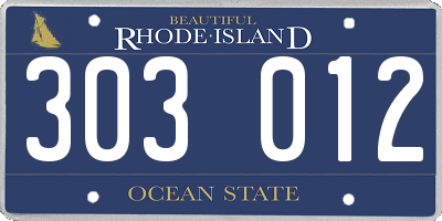RI license plate 303012
