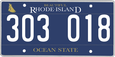 RI license plate 303018