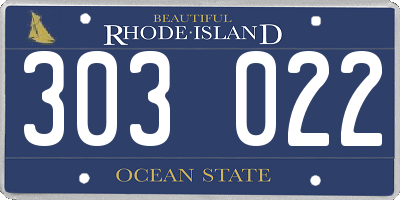 RI license plate 303022