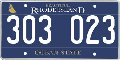 RI license plate 303023