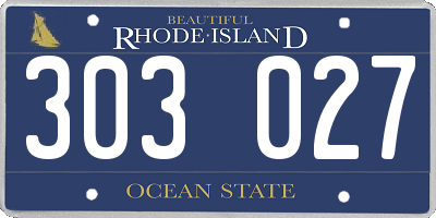 RI license plate 303027
