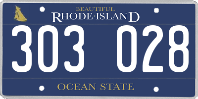 RI license plate 303028
