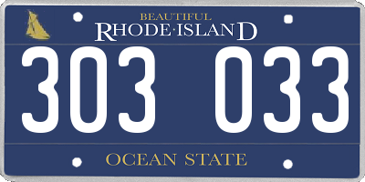 RI license plate 303033