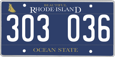 RI license plate 303036