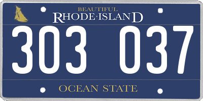 RI license plate 303037