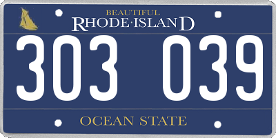 RI license plate 303039