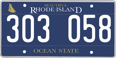 RI license plate 303058