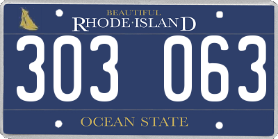 RI license plate 303063
