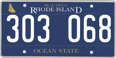 RI license plate 303068