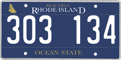 RI license plate 303134