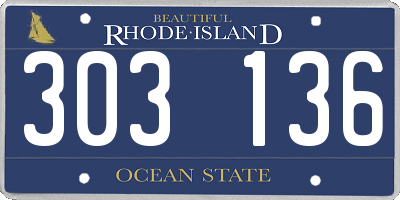 RI license plate 303136