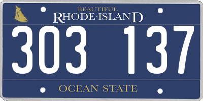 RI license plate 303137