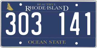 RI license plate 303141