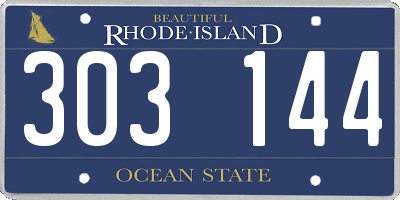 RI license plate 303144