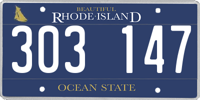 RI license plate 303147