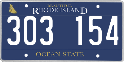 RI license plate 303154