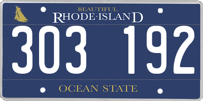 RI license plate 303192