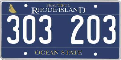 RI license plate 303203