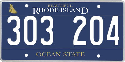 RI license plate 303204