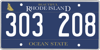 RI license plate 303208
