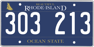 RI license plate 303213
