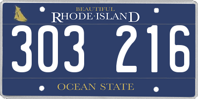 RI license plate 303216