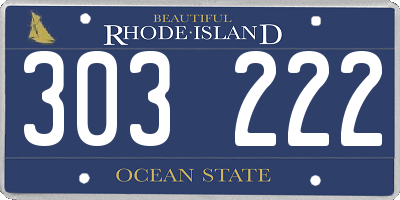 RI license plate 303222
