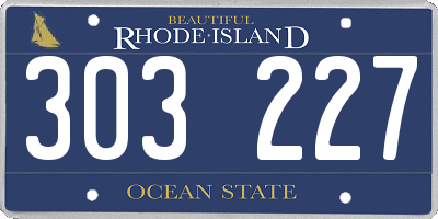 RI license plate 303227