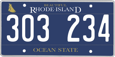 RI license plate 303234