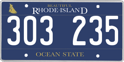 RI license plate 303235