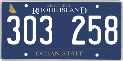 RI license plate 303258