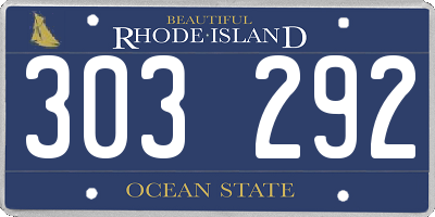 RI license plate 303292