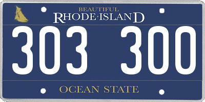 RI license plate 303300