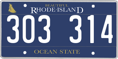 RI license plate 303314