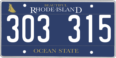 RI license plate 303315